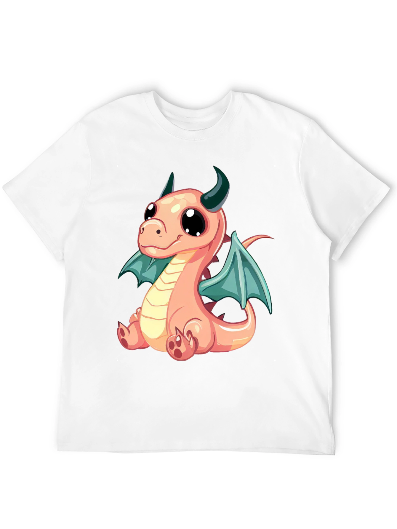 Cute Cartoon Dragon Graphic Tee - Black
