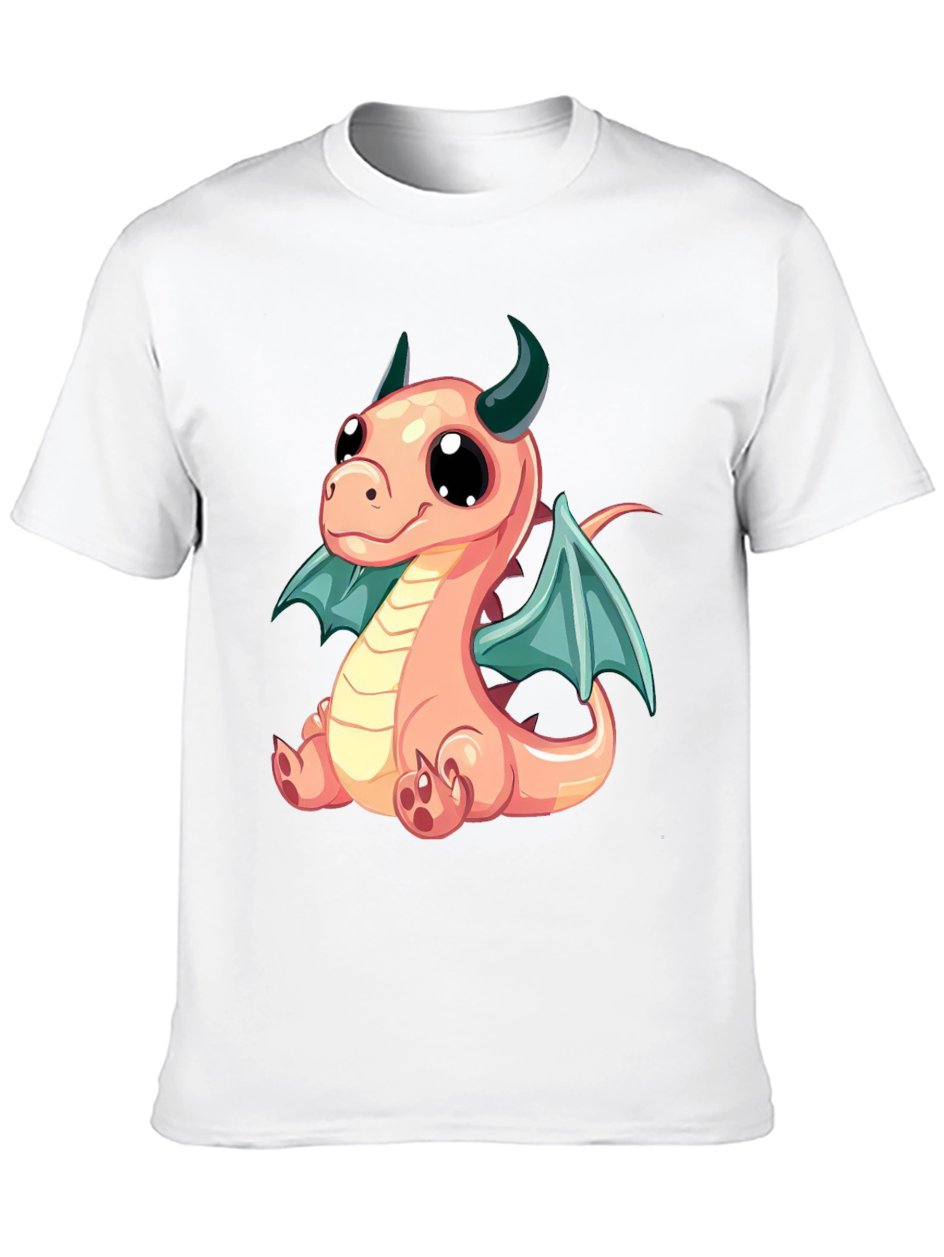 Cute Cartoon Dragon Graphic Tee - Black