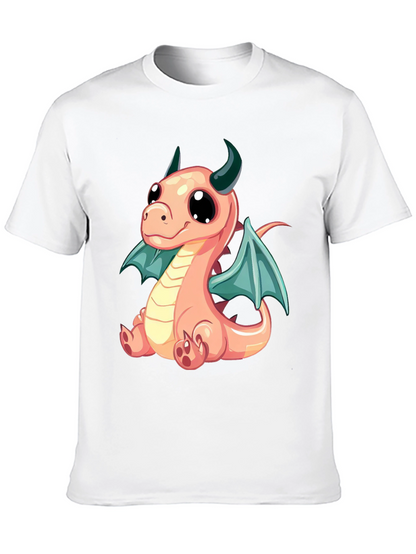 Cute Cartoon Dragon Graphic Tee - Black
