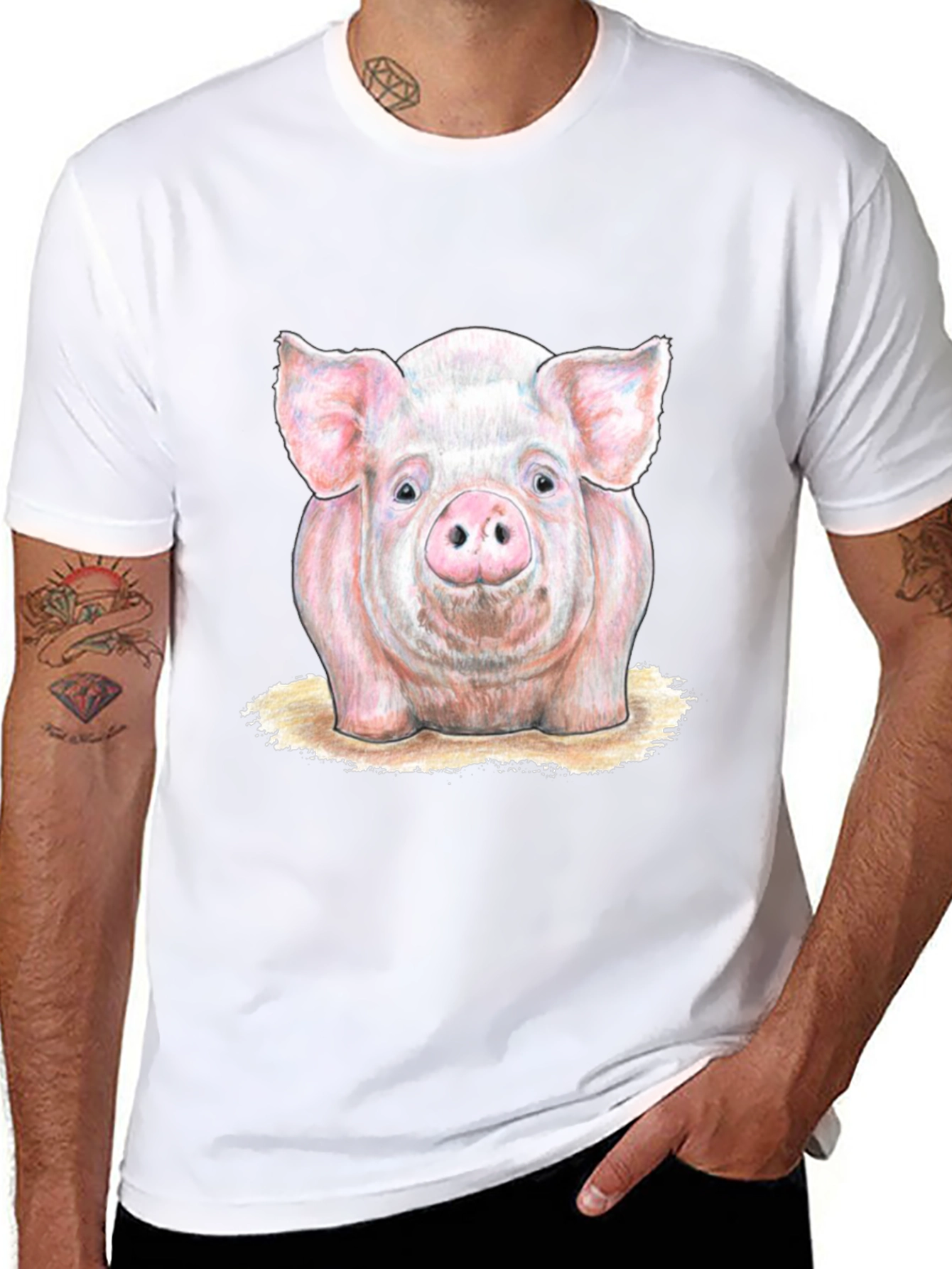 Pig Graphic Tee - Farm Animal Print T-Shirt