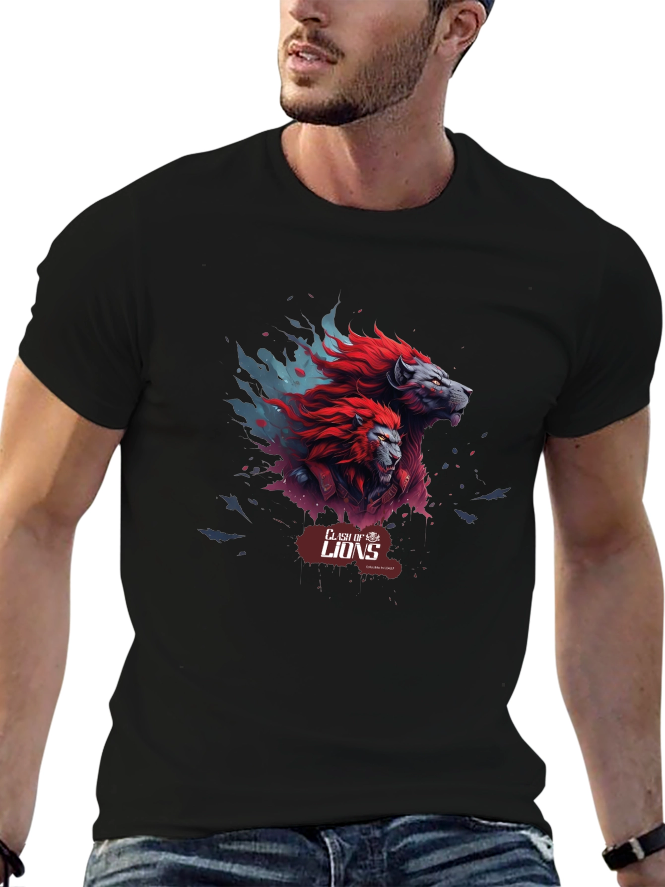 Clash of Lions Graphic Tee - Black