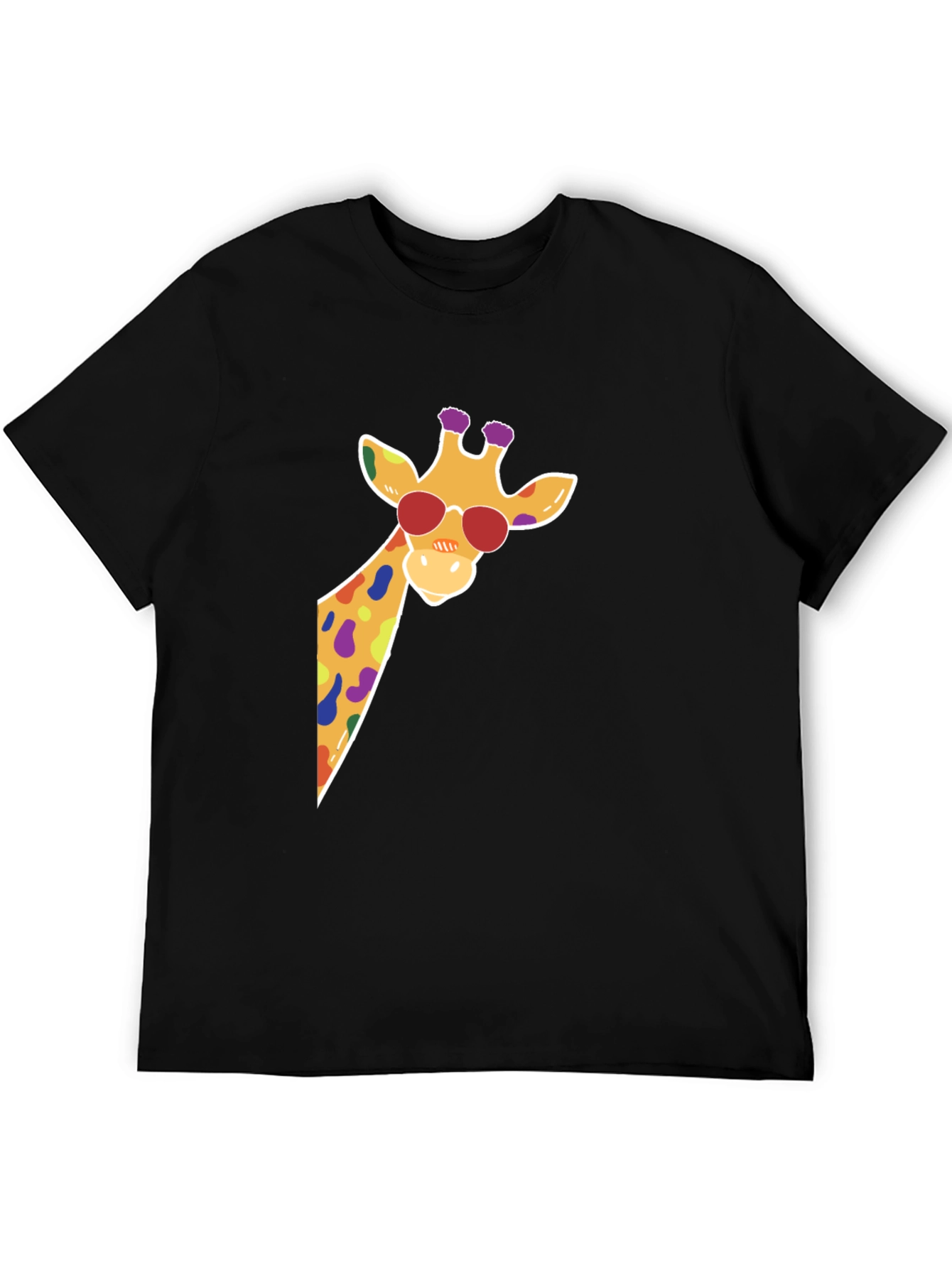 Cool Giraffe Graphic Tee - Black Cotton T-Shirt