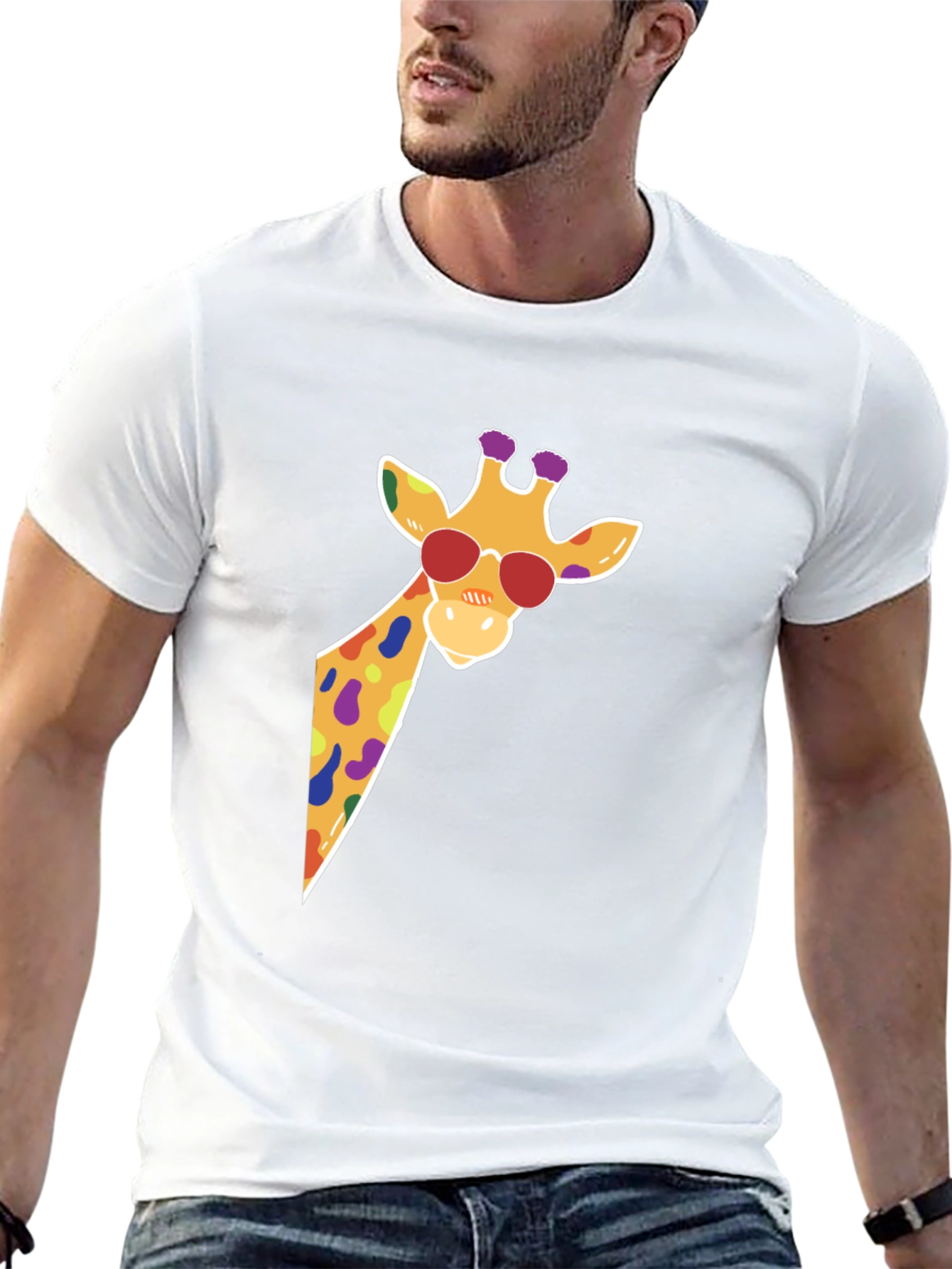 Cool Giraffe Graphic Tee - Black Cotton T-Shirt