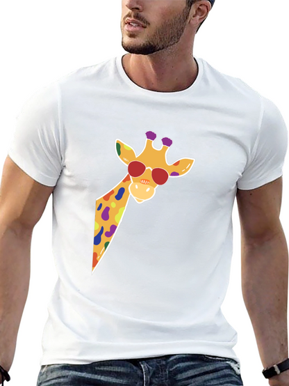 Cool Giraffe Graphic Tee - Black Cotton T-Shirt