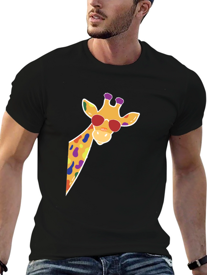 Cool Giraffe Graphic Tee - Black Cotton T-Shirt