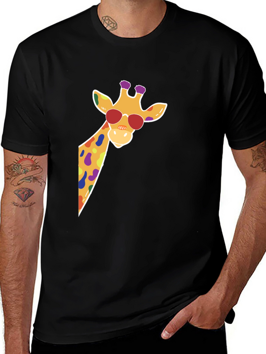 Cool Giraffe Graphic Tee - Black Cotton T-Shirt