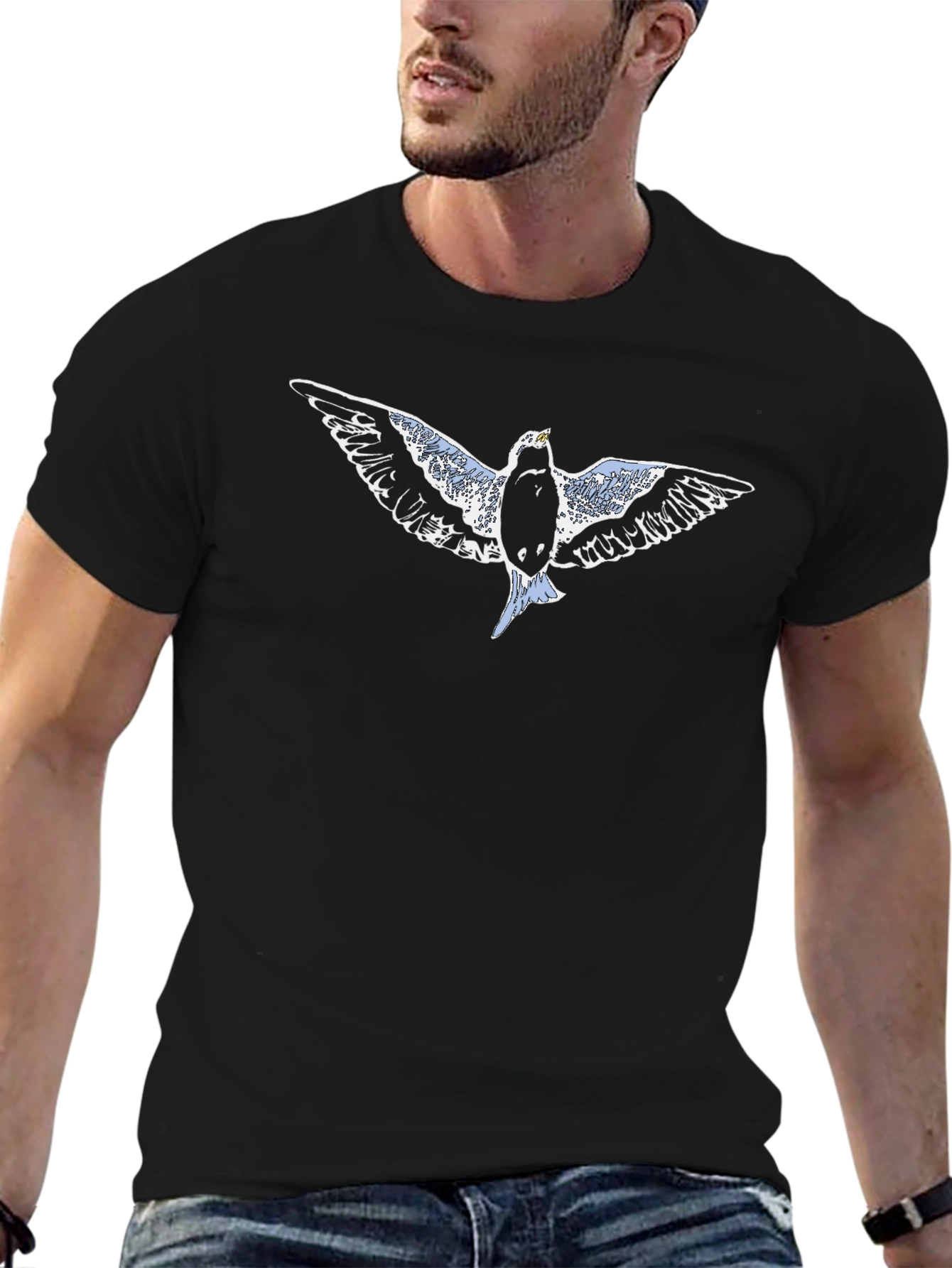 Flying Bird Graphic Black T-Shirt