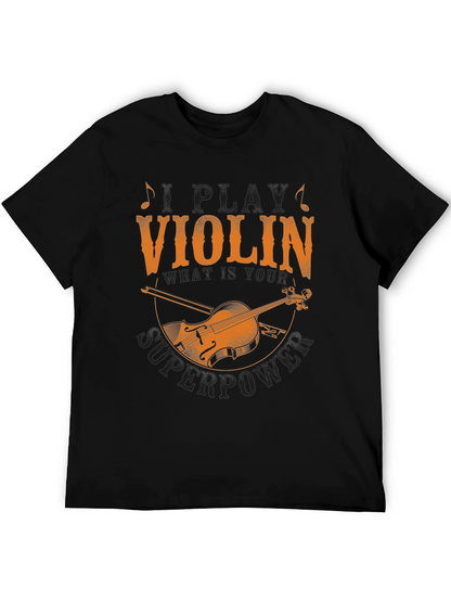 Violin Superpower Graphic Tee - Musicians Novelty T-Shirt
