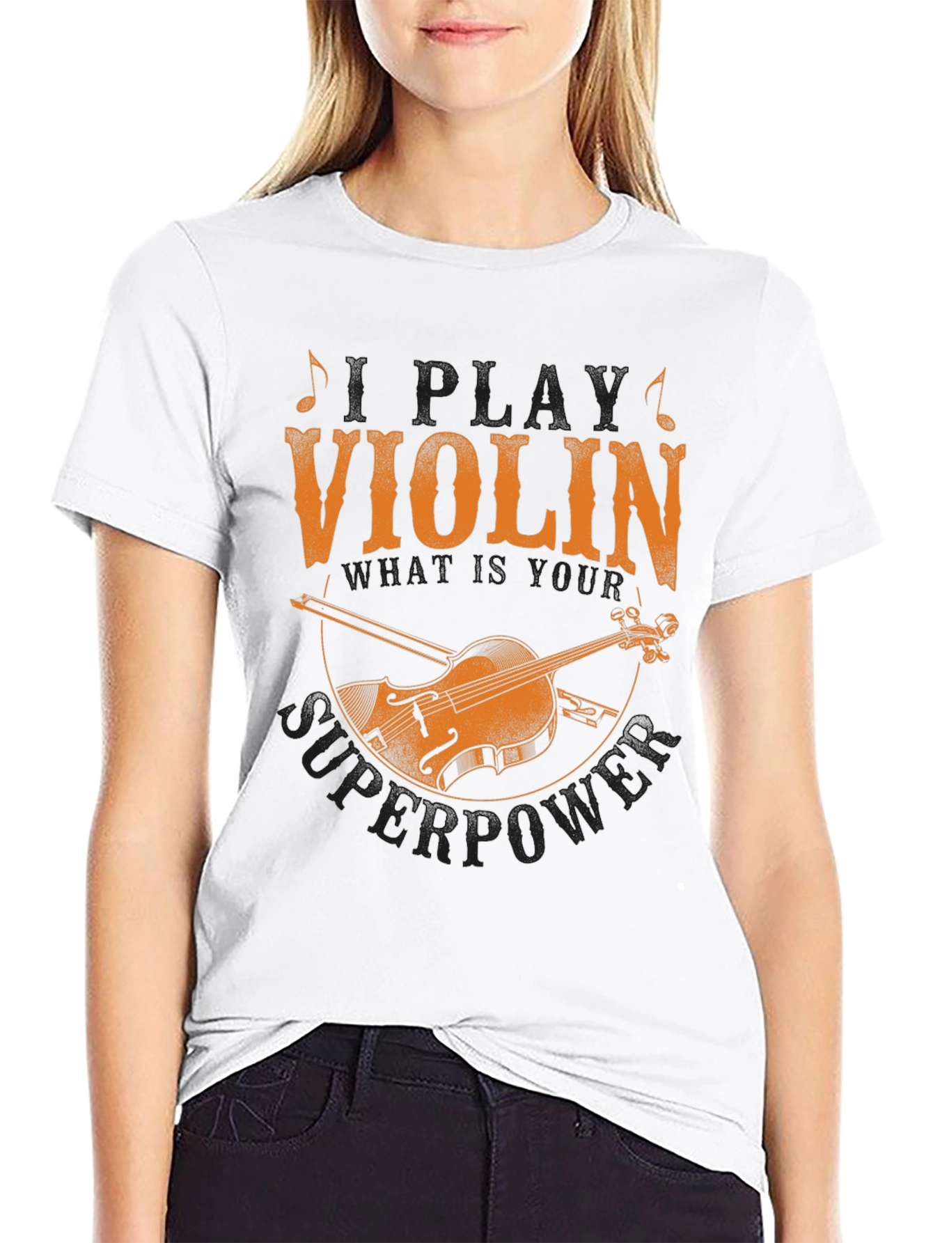 Violin Superpower Graphic Tee - Musicians Novelty T-Shirt