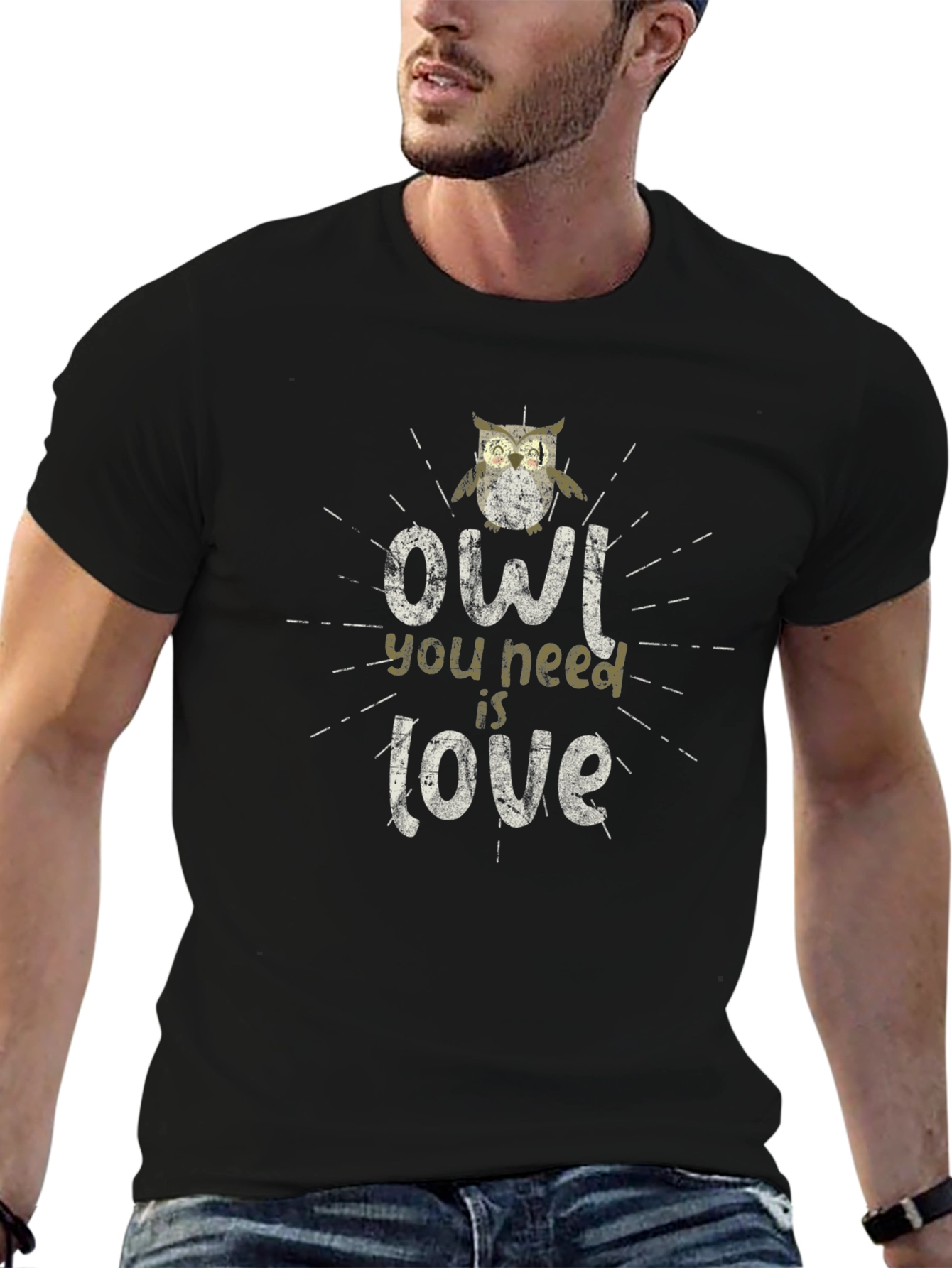 Owl You Need Is Love Graphic T-Shirt - Black