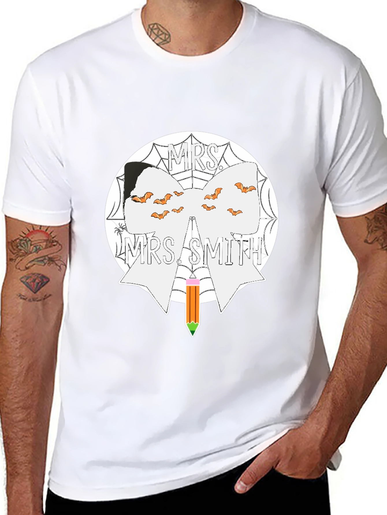 Mrs. Smith Halloween Teacher Bow T-Shirt