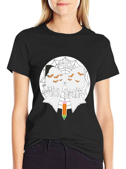 Mrs. Smith Halloween Teacher Bow T-Shirt