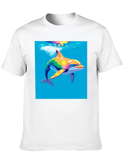 Rainbow Dolphin T-Shirt - Mens Black Tee