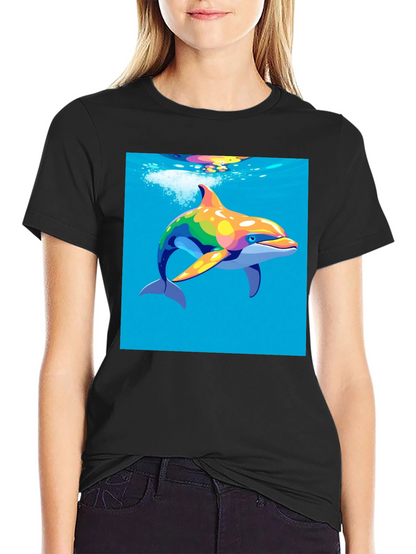 Rainbow Dolphin T-Shirt - Mens Black Tee