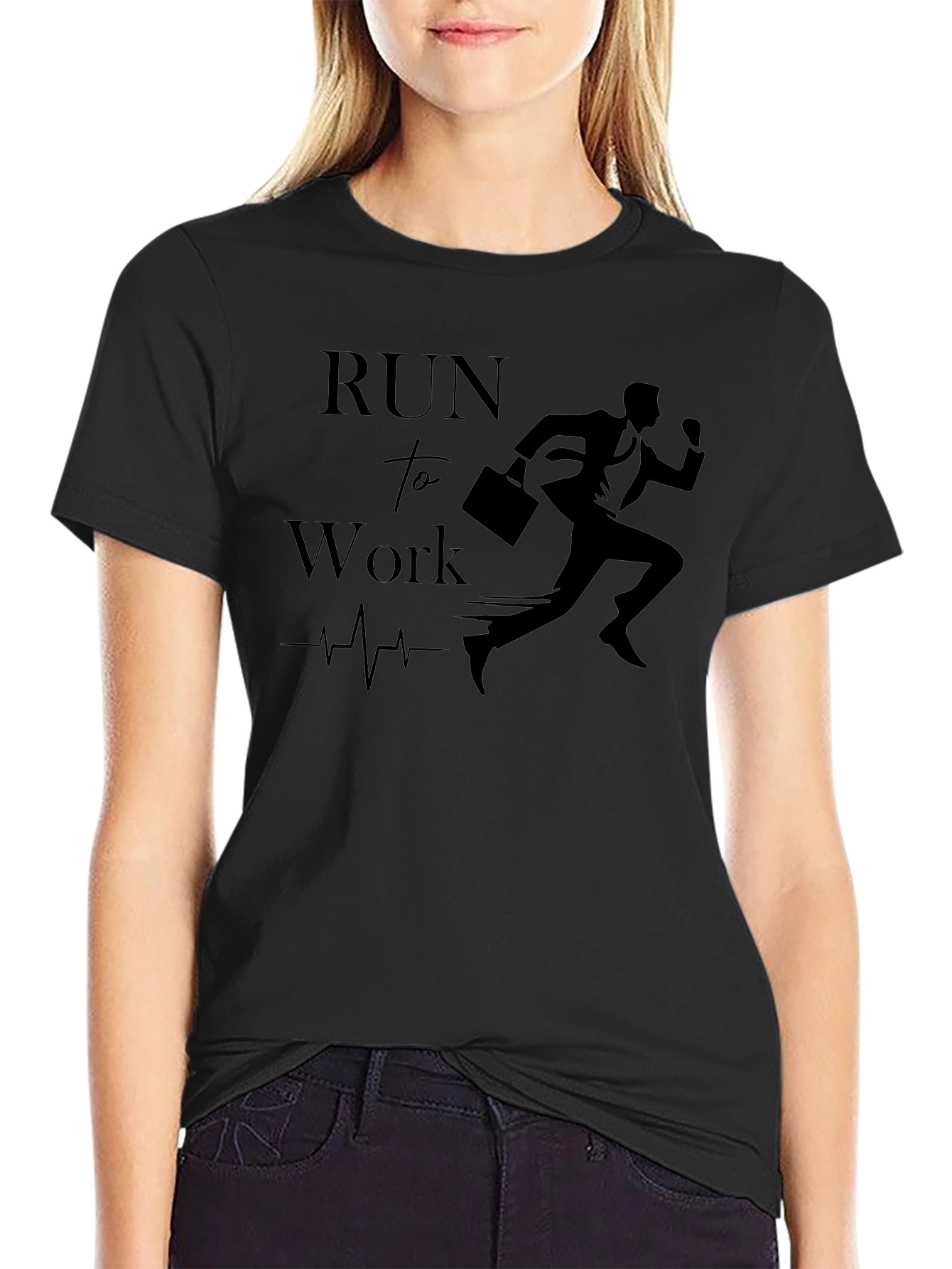 Run to Work T-Shirt - Black Graphic Tee