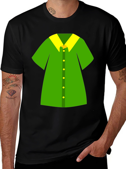 Novelty Green Shirt Design Black T-Shirt