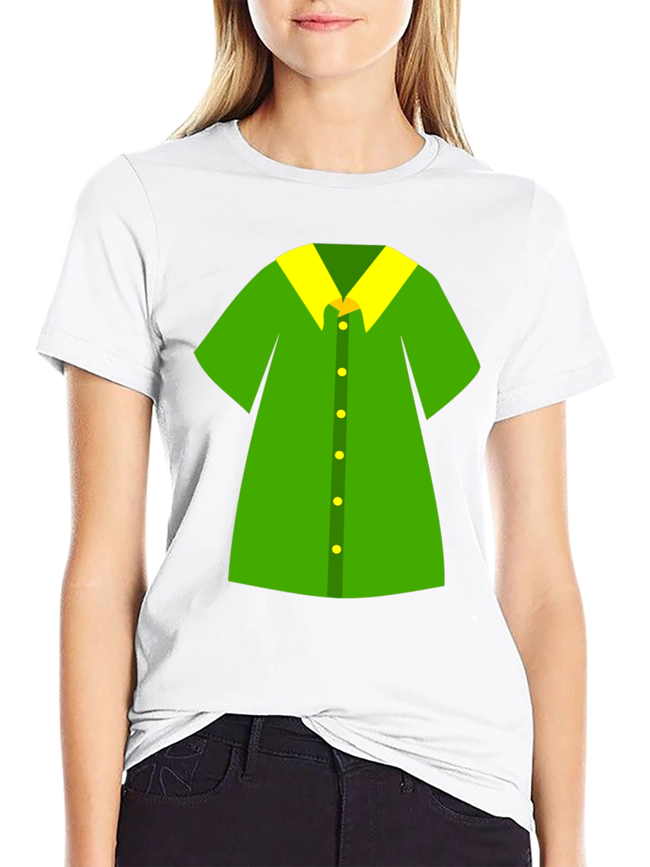 Novelty Green Shirt Design Black T-Shirt