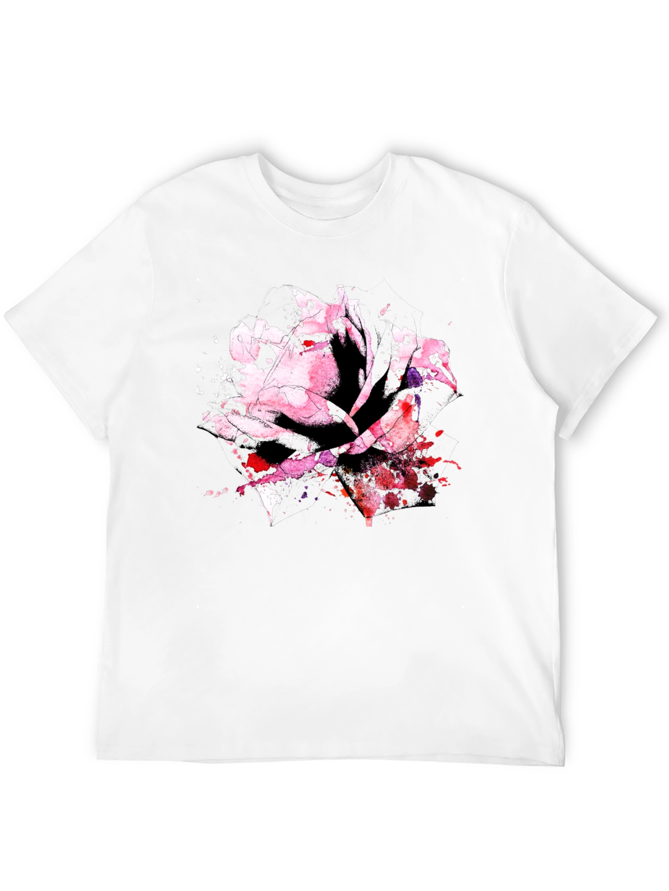 Rose Watercolor Black T-Shirt