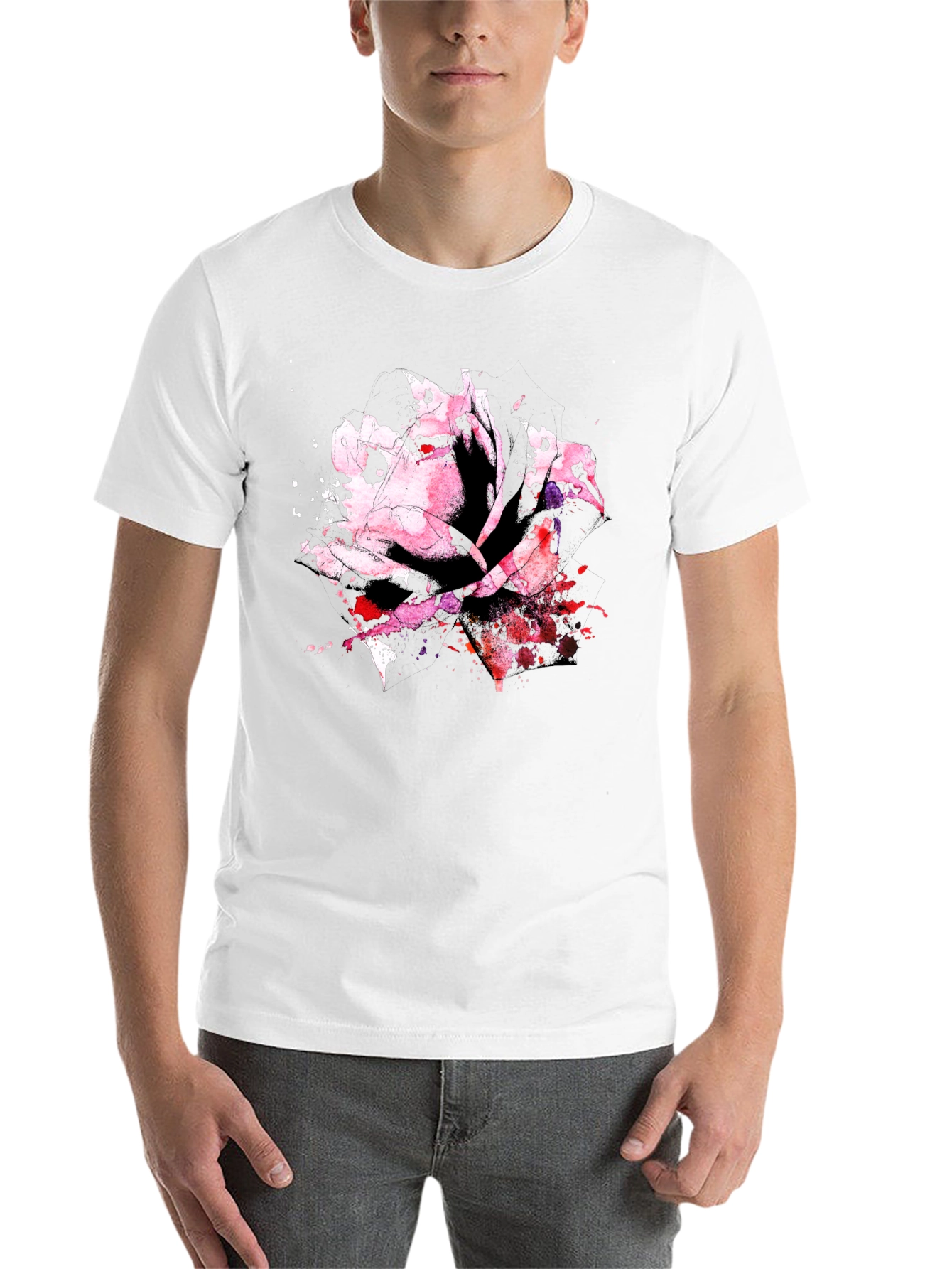 Rose Watercolor Black T-Shirt