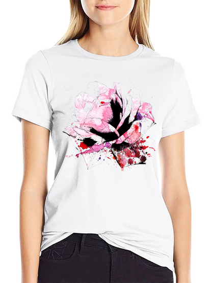 Rose Watercolor Black T-Shirt