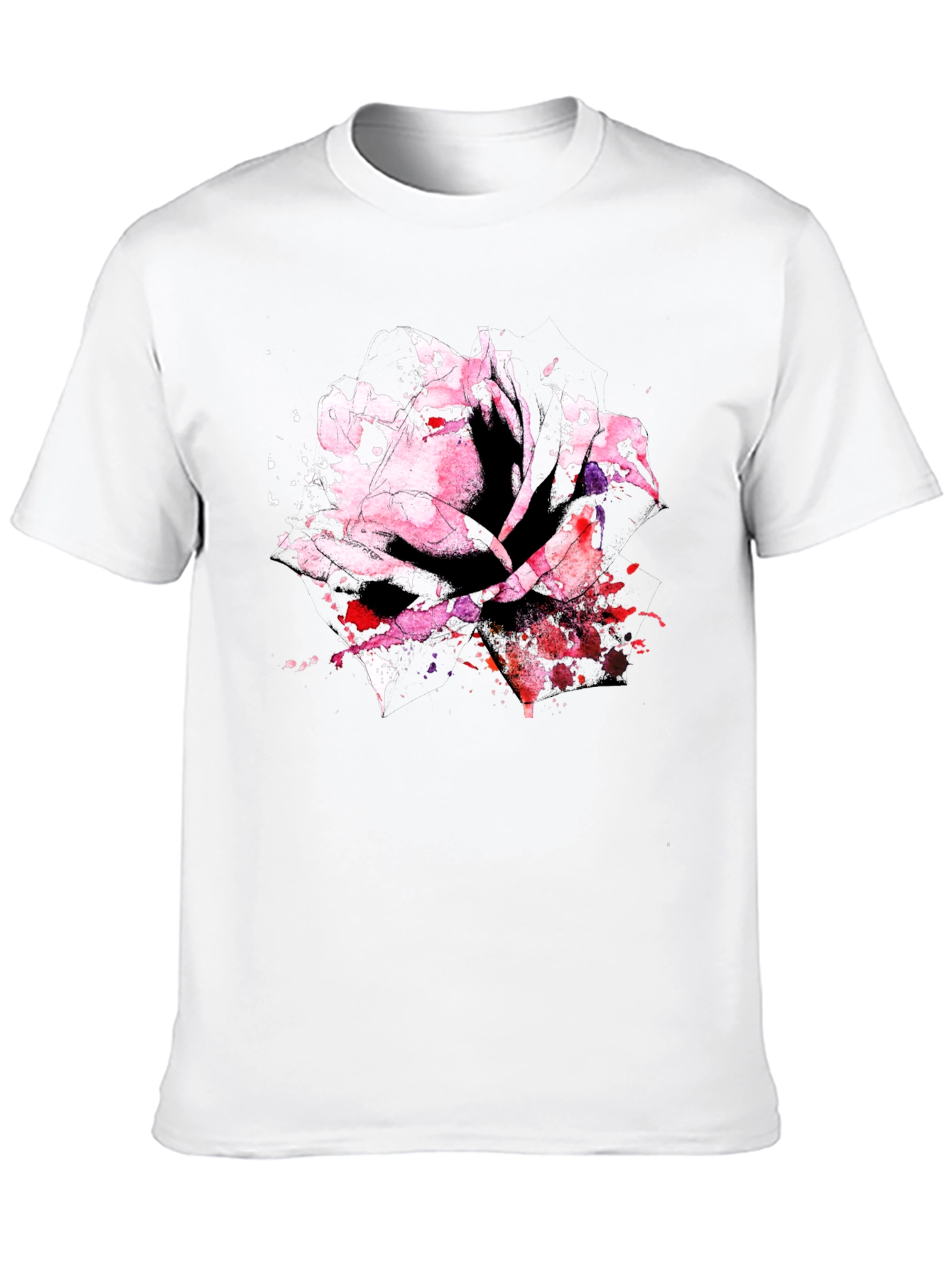 Rose Watercolor Black T-Shirt