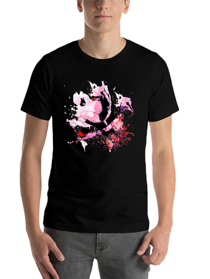 Rose Watercolor Black T-Shirt