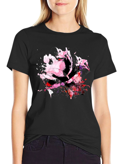 Rose Watercolor Black T-Shirt