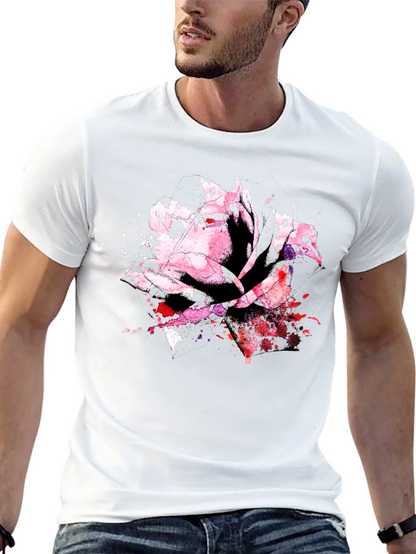 Rose Watercolor Black T-Shirt